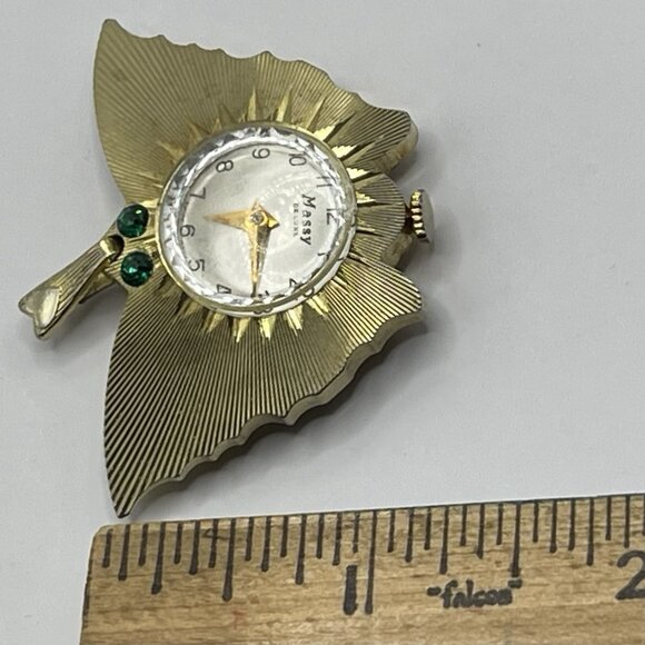 Vintage Butterfly Shape Watch MCM Pendant Swiss Wind Up Massy De Luxe 2” w Works main image 5